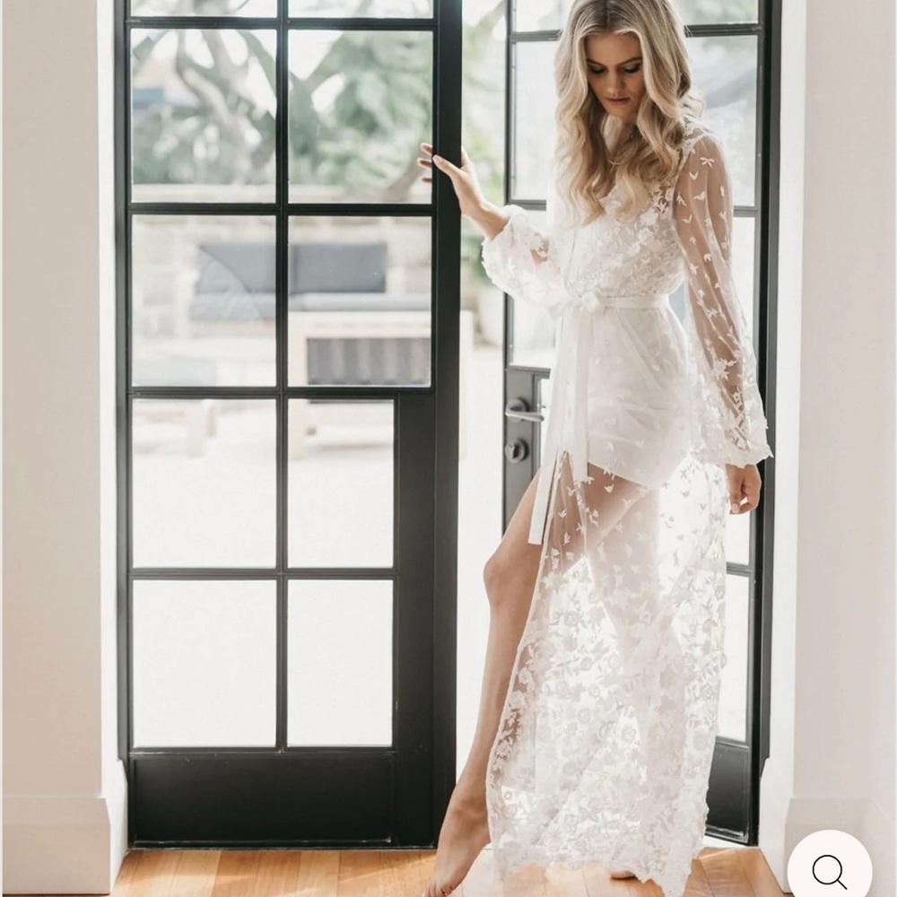 LEROSE ADELE BRIDAL LACE MAXI ROBE - INCLUDES SLIP